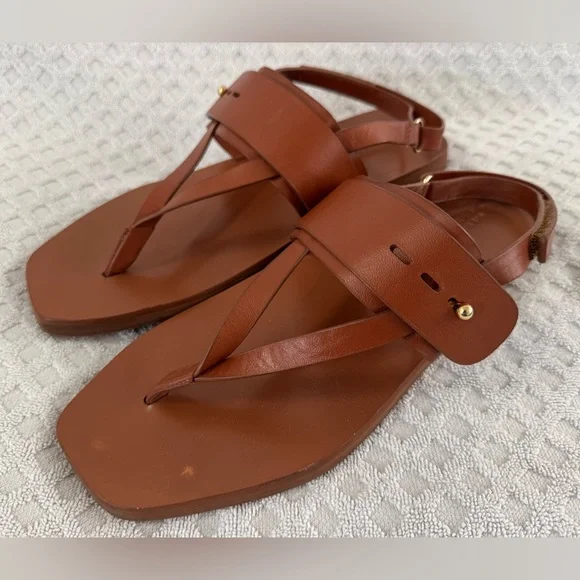 Mercedes Castillo Adria Sandal Napa Leather in Almond Size 41 US 11 Retail $395 - Picture 1 of 13
